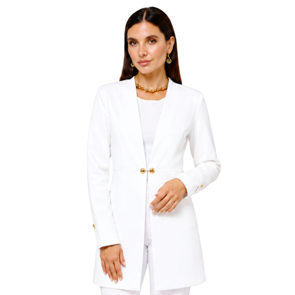 Jaleco Feminino Manga Longa Gabardine Profissional Laura