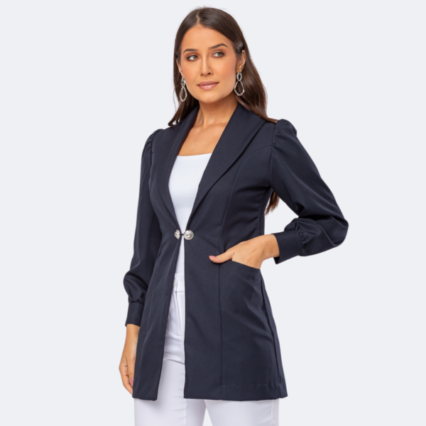 Jaleco Feminino Blazer Gabardine Manga Longa Gola Xalé Isa
